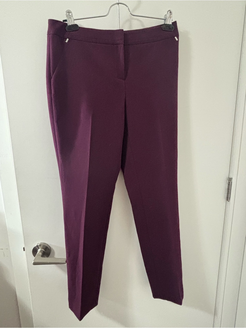Women's Petite Tailored Straight-Leg Pants in Plum Size 2